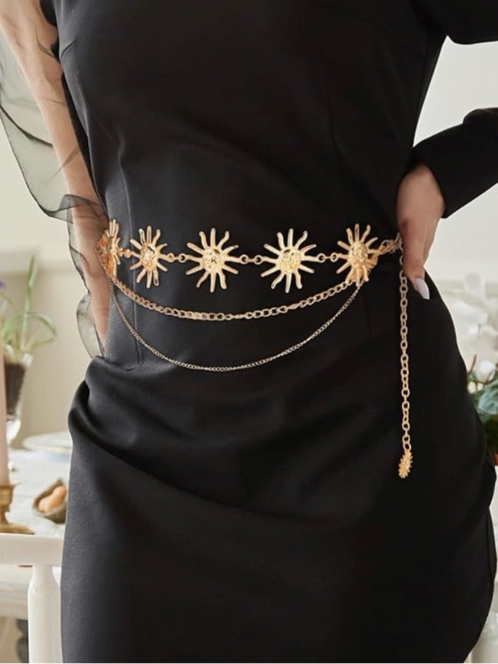 Gold Sun Waist chain belt - Picture 5 of 10
